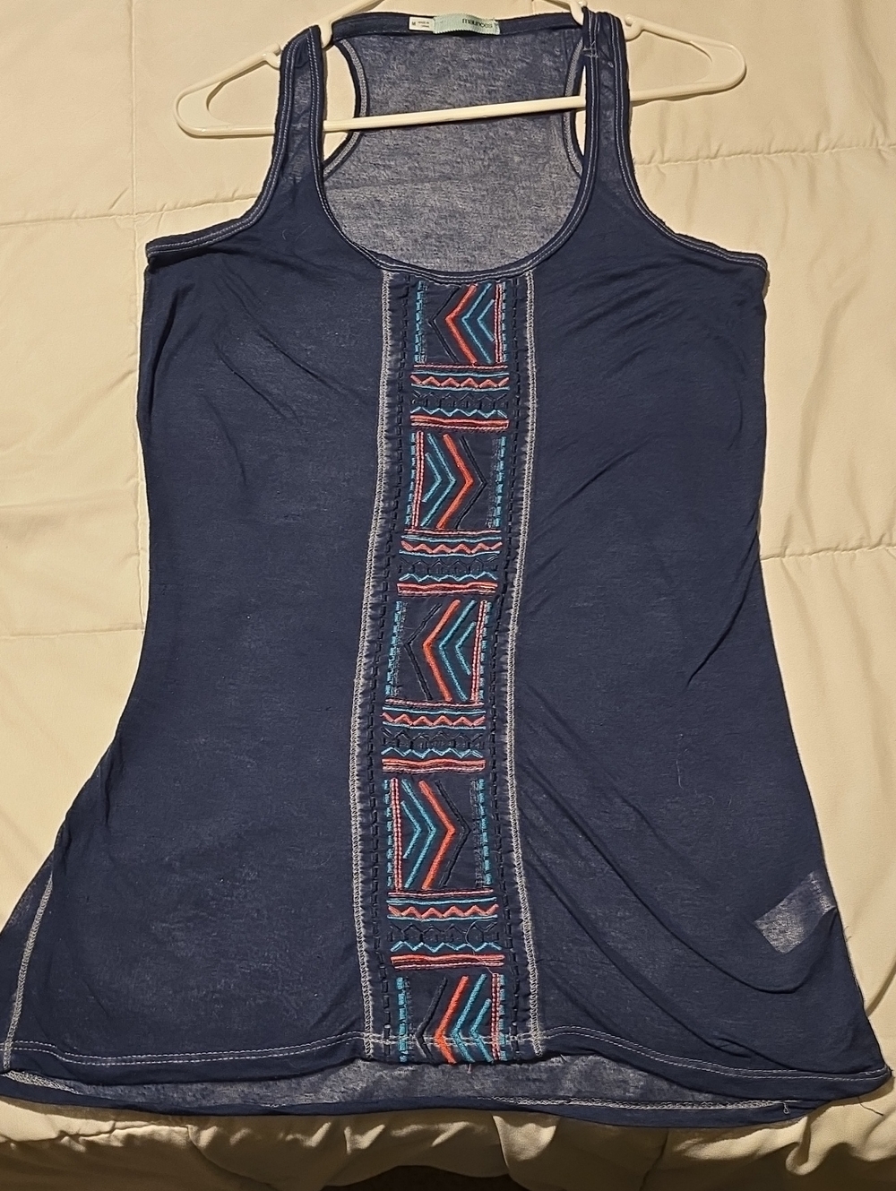 Maurices Navy Tank Top with Colorful Aztec Stripe